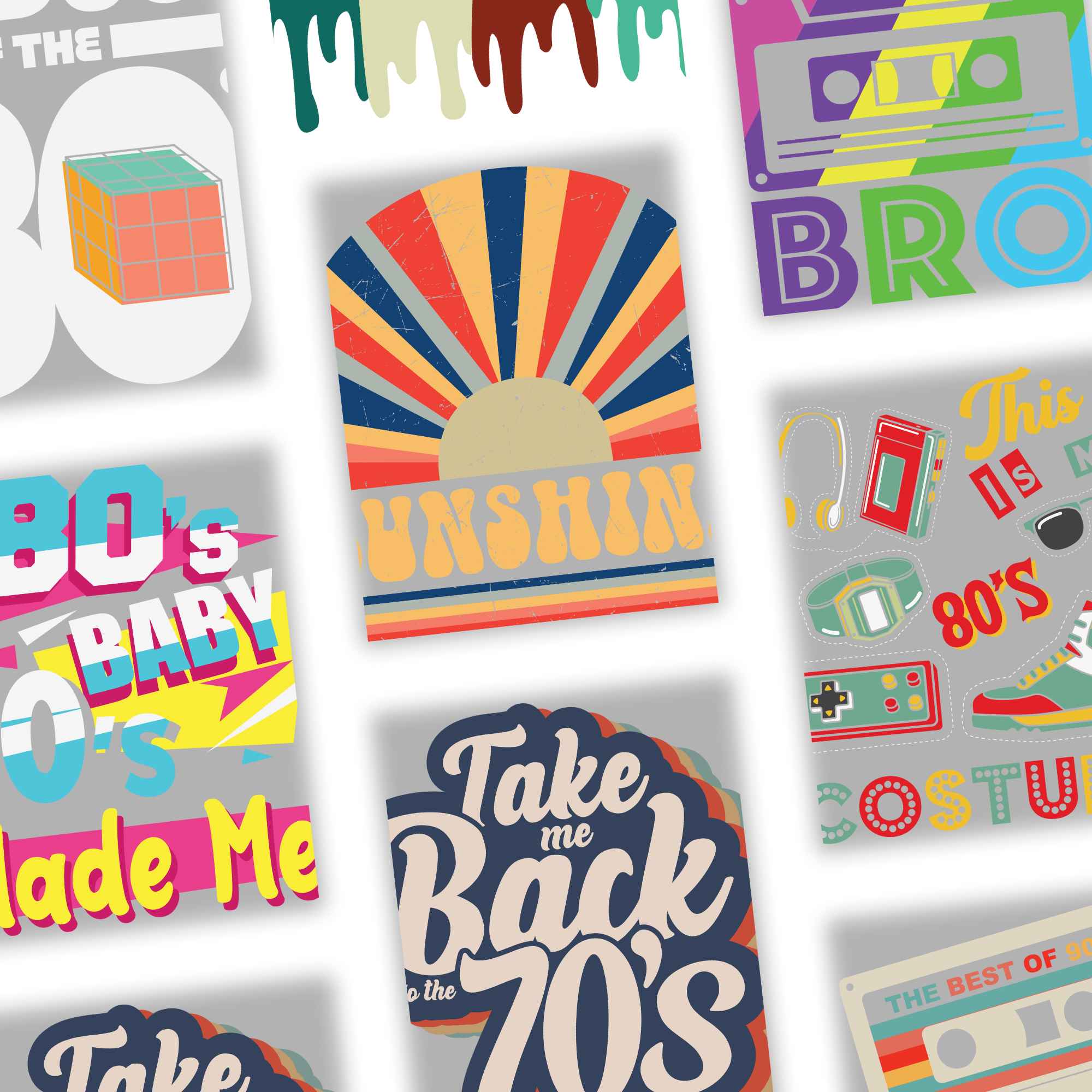 Retro 80s 90s Tshirt Design Bundle